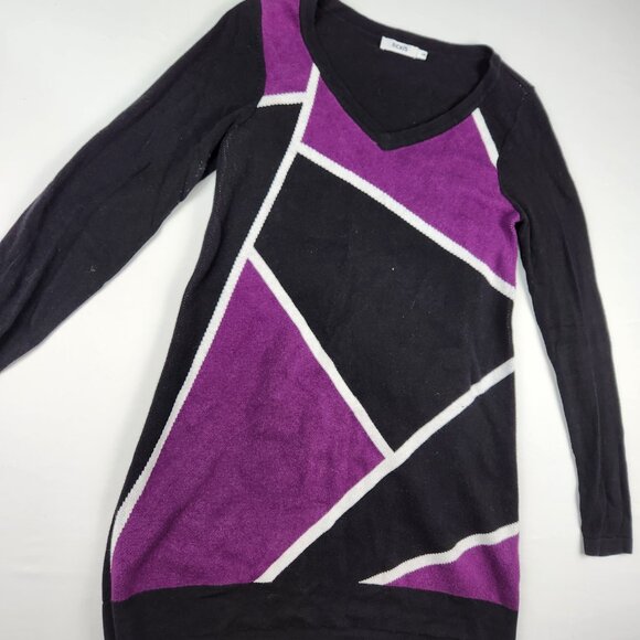 Ricki's V-Neck Sweater Colour Block Purple Black Womens Size S - Picture 4 of 12